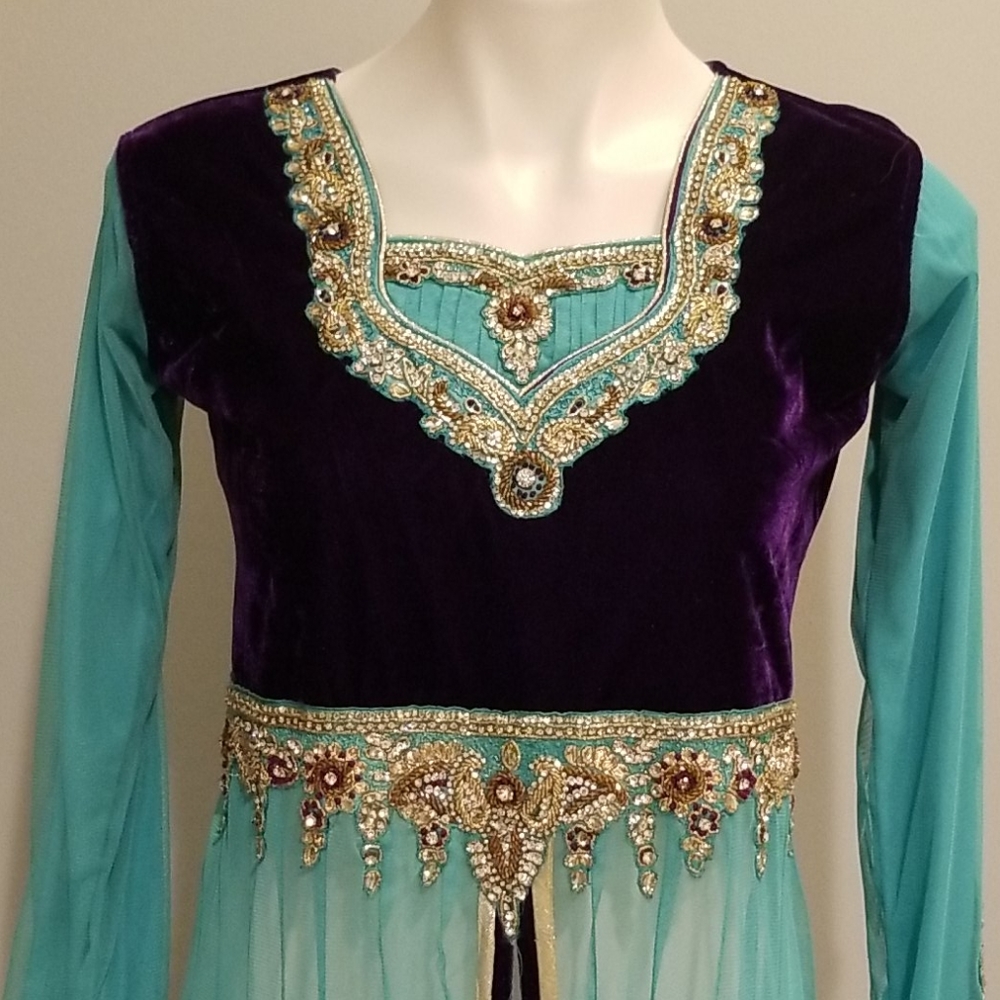 Naaz Blue and Purple Salwar Kameez w Duppata sz 36 - Picture 2 of 13